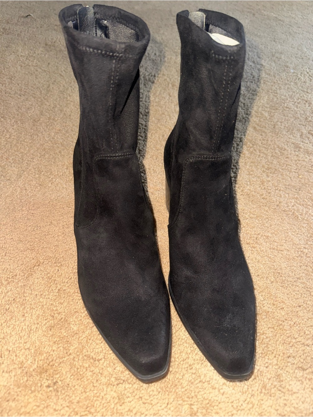 Naturalizer Black Suede Pointed-Toe Ankle Booties